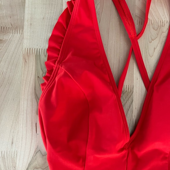 Skinny Dippers Jelly Beans Cinched Waist One-Piece Swimsuit. Red, size medium - Picture 7 of 14